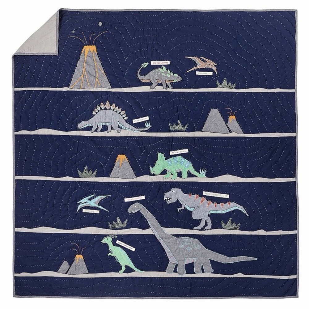 Pottery Barn Kids Navy Dinosaur Quilt